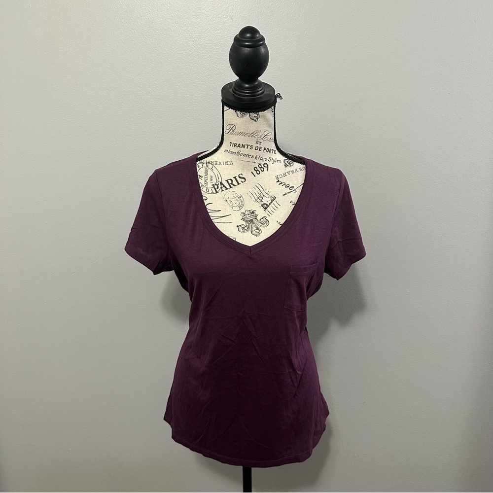 Talbots Women's V-Neck Purple Short Sleeve Top Size Large